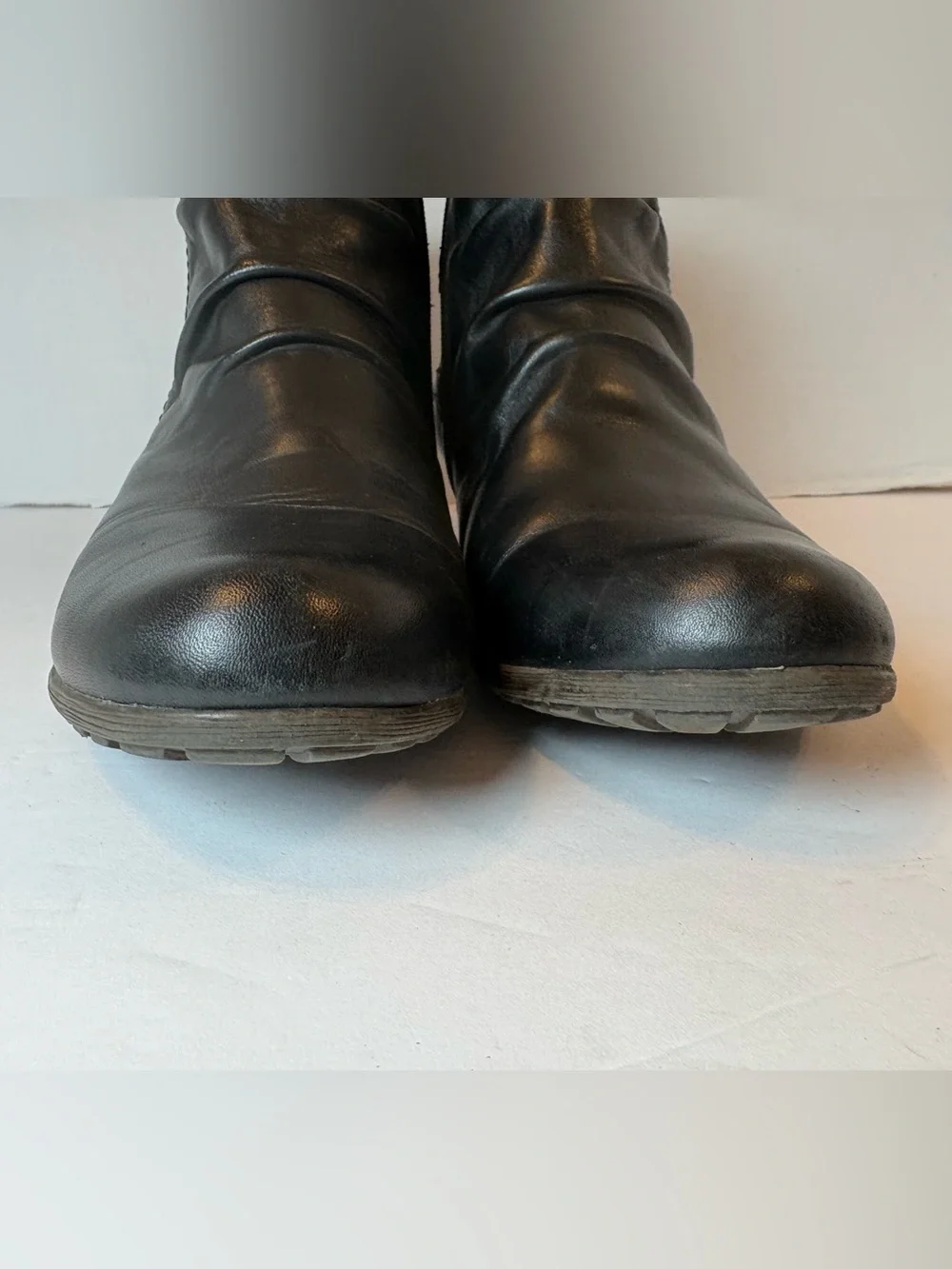 Cobb Hill Rockport Gratasha Black Leather Runched Booties Size 8